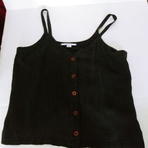 O'NEILL The Linen Button Front Crop Top Black MEDIUM